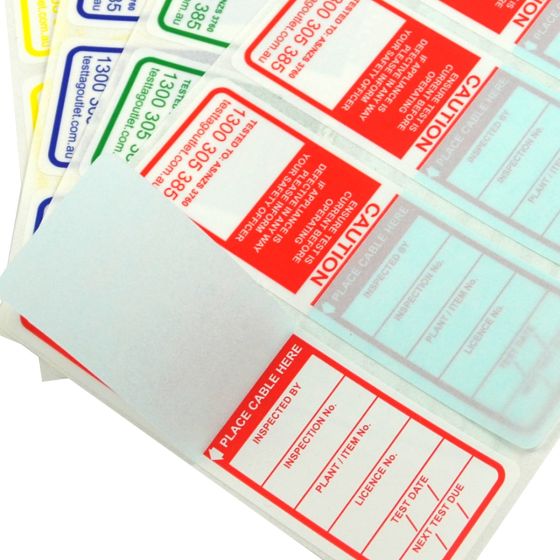 100% Australian Made Multi-Colour pack (Red, Green Blue, Yellow) Electrical Test Tags for VIC, QLD, SA, WA and TAS that complies with AS/NZS 3760 standards.