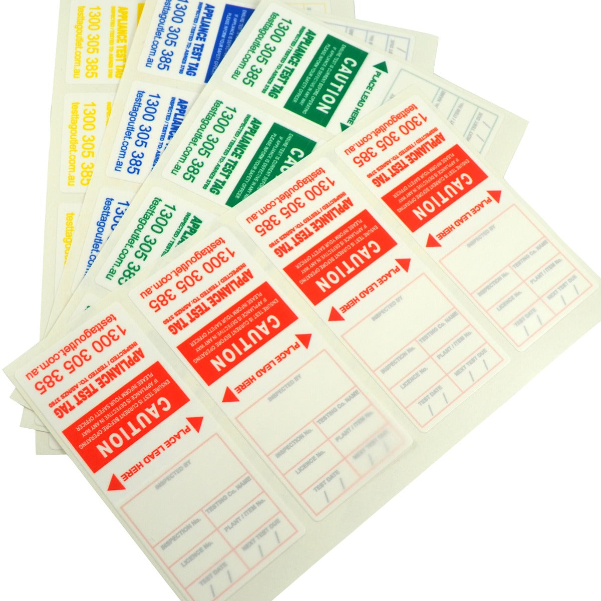 Multi-Colour Pack Heavy Duty Electrical Test Tags that complies with AS/NZS 3760
