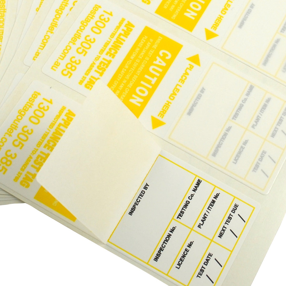 100 Yellow Heavy Duty Electrical Test Tags that is compatible with AS/NZS 3760
