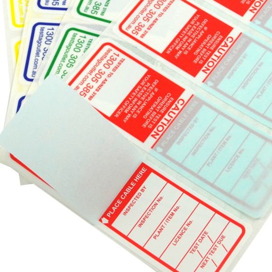 100% Australian Made Multi-Colour pack (Red, Green Blue, Yellow) Electrical Test Tags for VIC, QLD, SA, WA and TAS that complies with AS/NZS 3760 standards.  