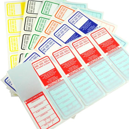 100% Australian made All Purpose Electrical Test Tags - NSW Multi-Colour Pack Complies with AS/NZS 3760 standards.