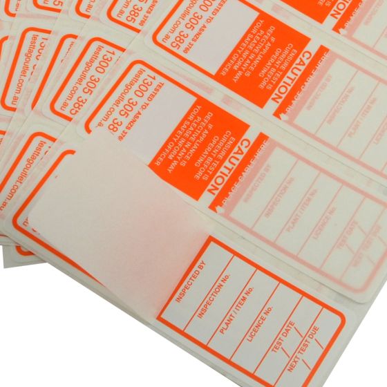 Waterproof, 100% Australian Made Orange All Purpose Electrical Test Tags that complies with AS/NZS 3760 standards