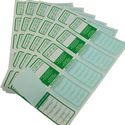 Printed Waterproof Green All Purpose Electrical Test Tags complies with AS/NZS 3760 standards.