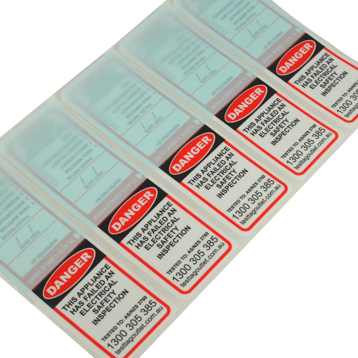 Red tags to signify a failed electrical test. It is used to signify an item is out of service