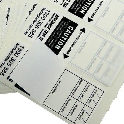 100x Heavy Duty Black Electrical Test Tags complies with AS/NZS 3760 standards.  