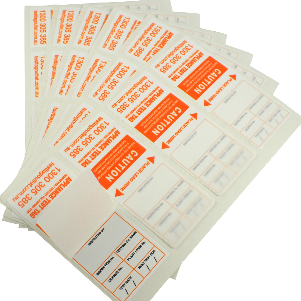 Heavy Duty Test Tags - Orange complies with AS/NZS 3760 standards