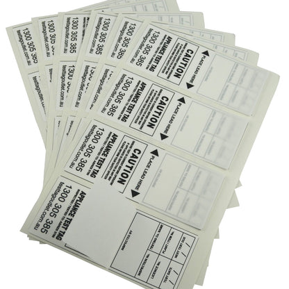 100% Australian Made, Weather Resistant, White Heavy Duty Electrical Test Tags