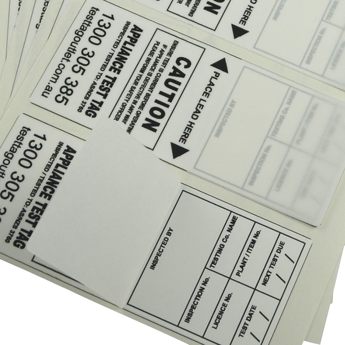 White Heavy Duty Electrical Test Tags that complies with AS/NZS 3760 standards