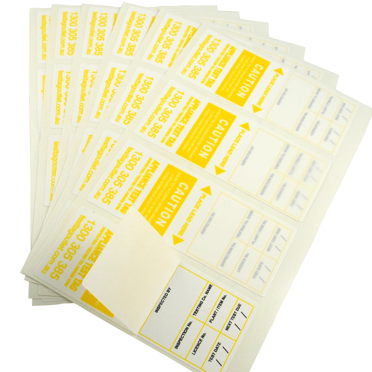 100% Australian made, Weather resistant Heavy Duty Test Tags - Yellow 
